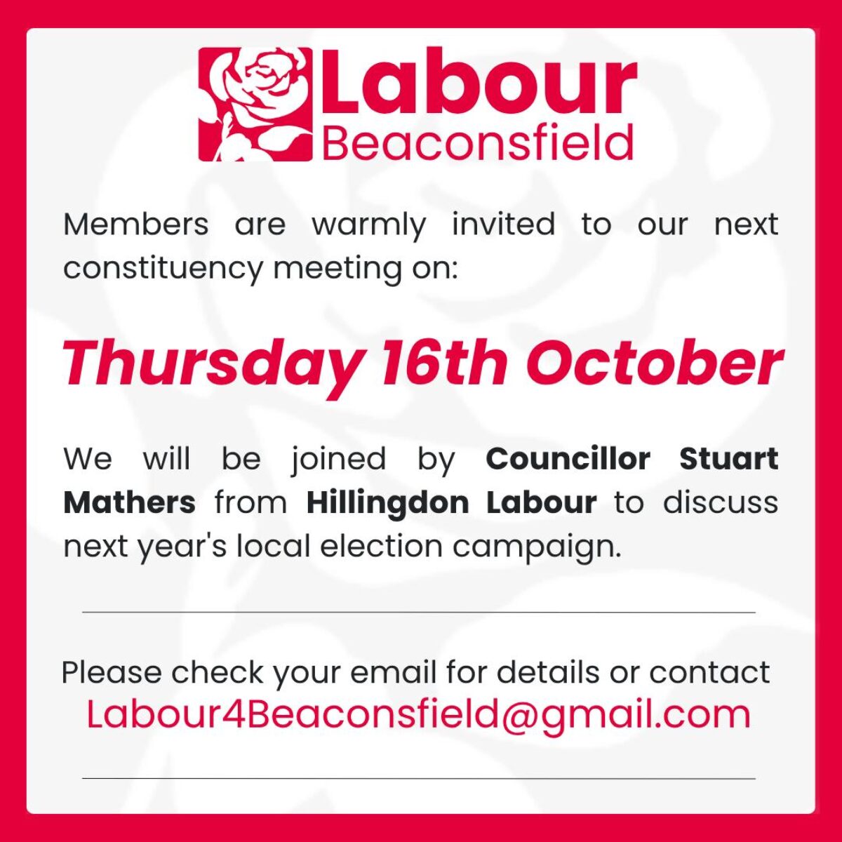 Constituency meeting on Thursday 16th October